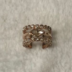 Luv AJ Marquise Diamond Disc Rose Gold Ring